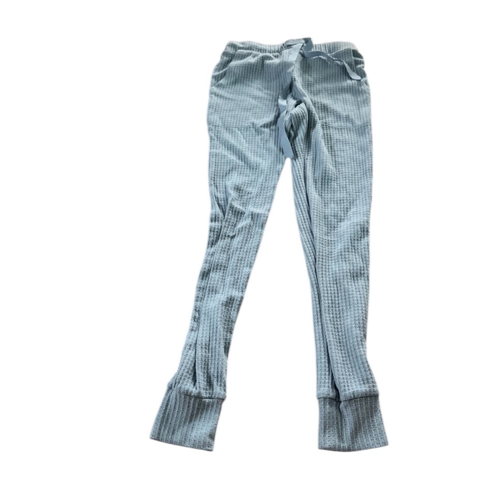 Van Winkle & Co Womens Light Blue Waffle Knit Jogger Pajama Pants Size XS